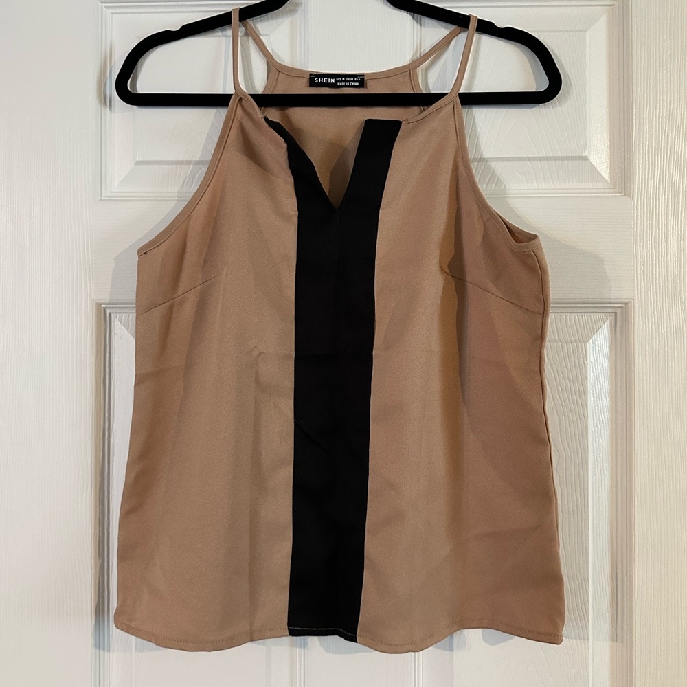 SHEIN Beige and Black Camisole Top